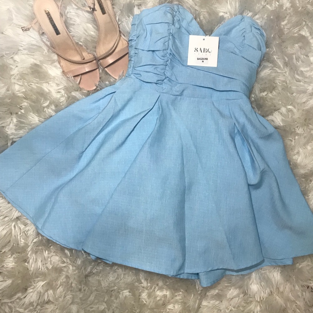 Pretty Blue Sabo Skirt Dress